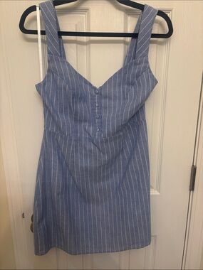 EUC Superdown Blue White Pinstripe Button Front Mini Dress Size M